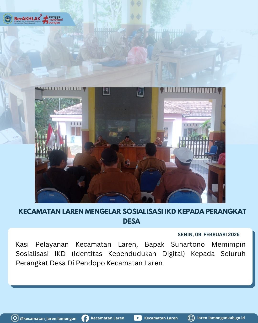 Kecamatan Laren Gelar Sosialisasi IKD kepada Perangkat Desa