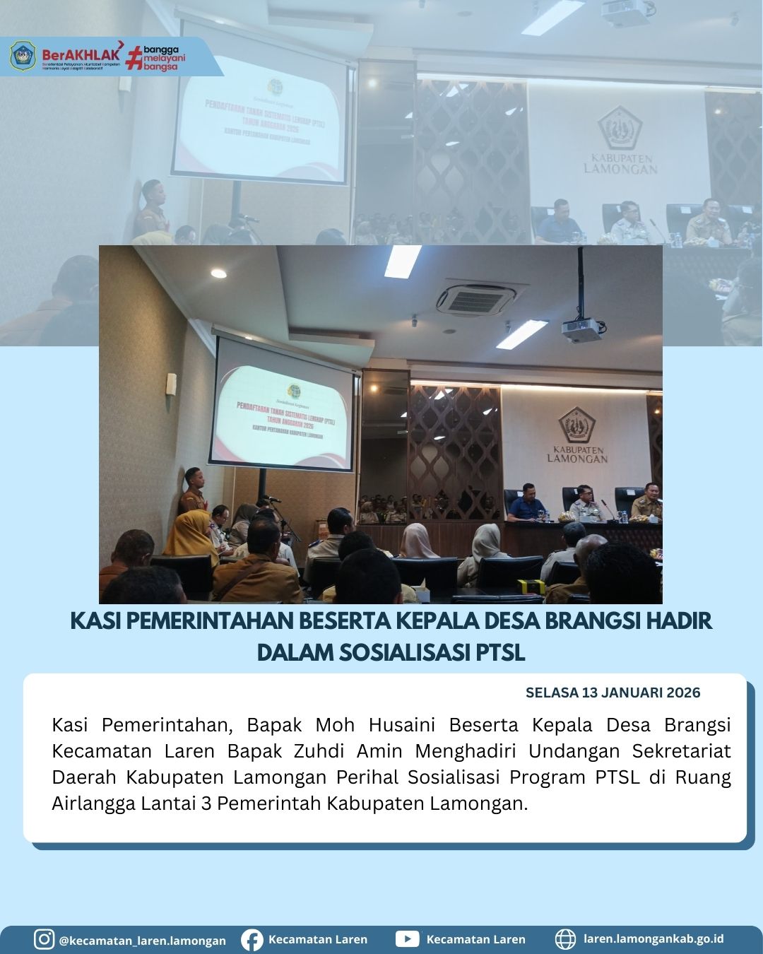 Foto: Pemerintah Desa Brangsi Hadiri Sosialisasi Program PTSL 2026 di Kabupaten Lamongan