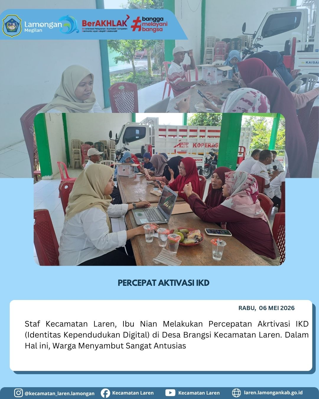 Foto: Dekatkan Layanan Adminduk, Staf Kecamatan Laren Fasilitasi Aktivasi IKD di Desa Brangsi