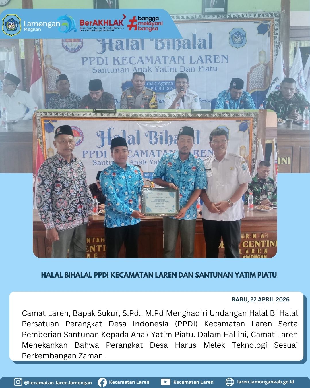 Foto: Perkuat Silaturahmi, Camat Laren Hadiri Halalbihalal PPDI dan Santunan Anak Yatim