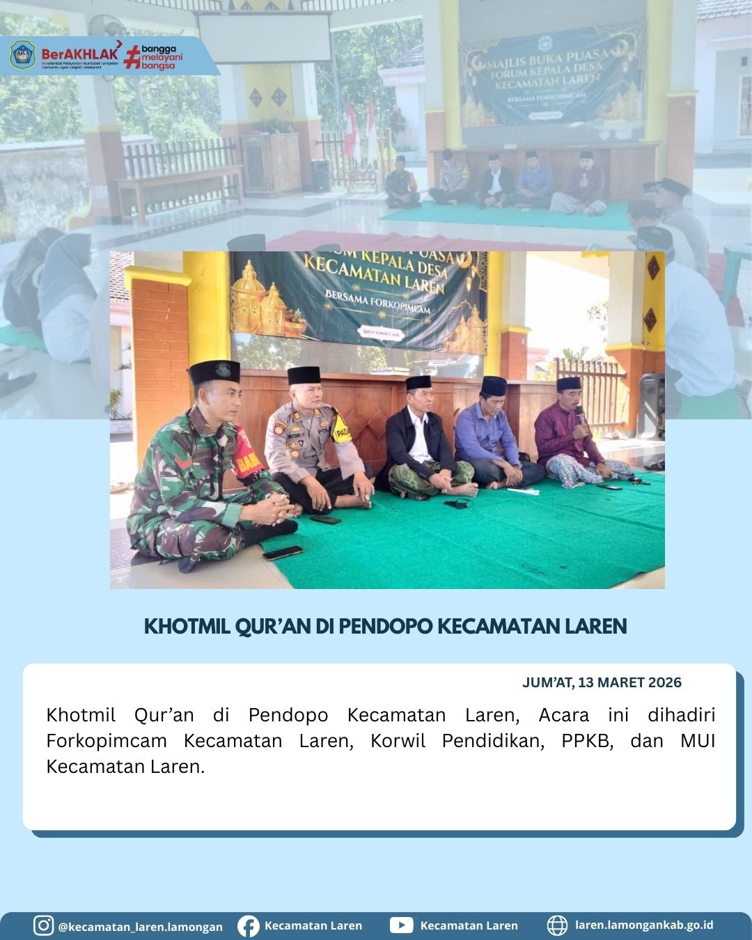 Foto: Khotmil Qur’an Digelar di Pendopo Kecamatan Laren