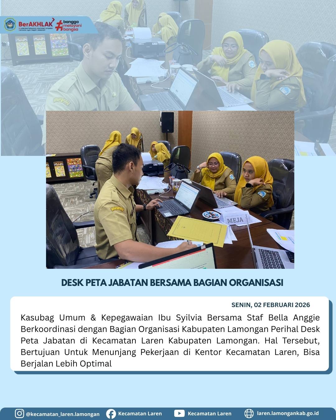 Foto: Koordinasi Desk Peta Jabatan Kecamatan Laren Bersama Bagian Organisasi Kabupaten Lamongan