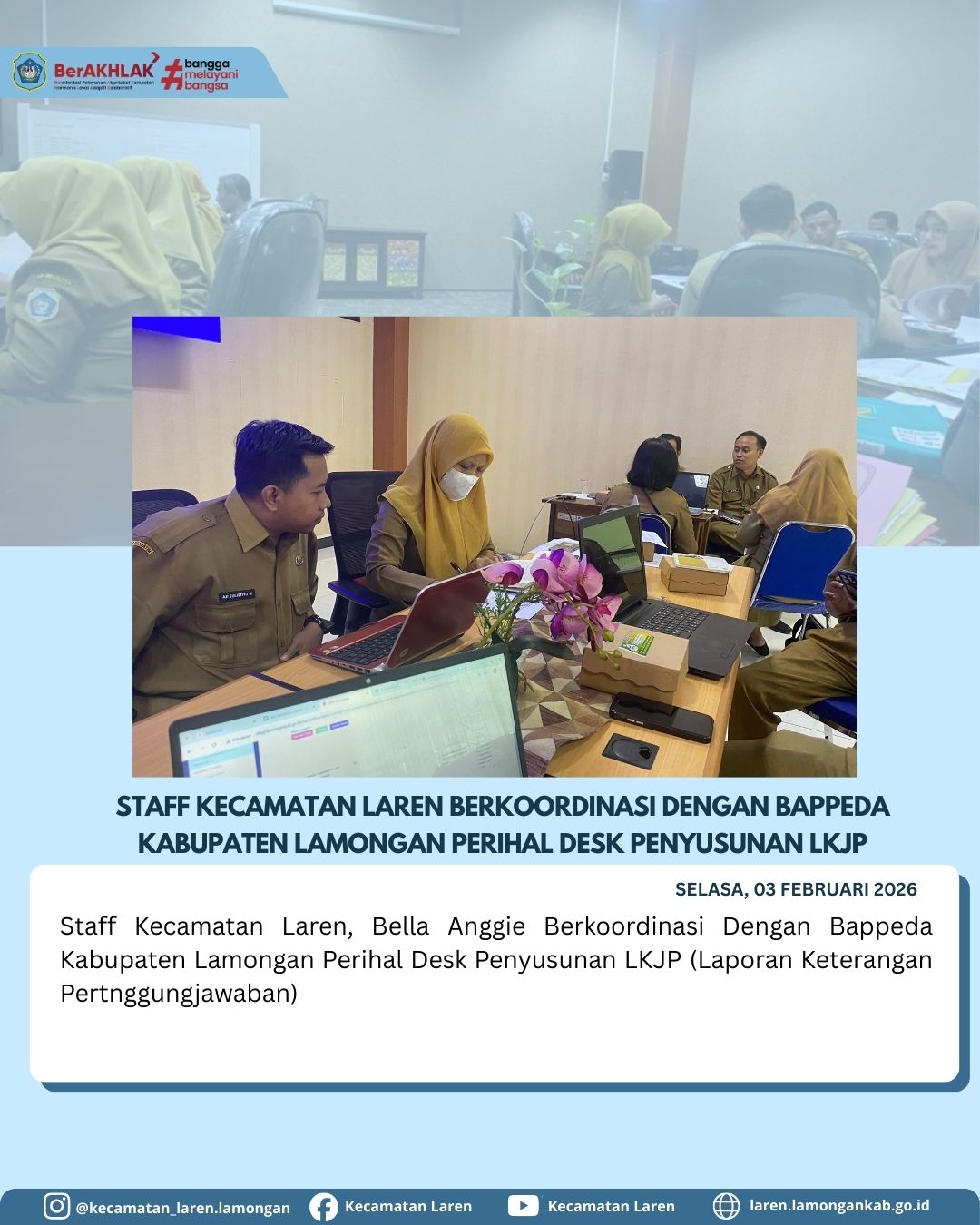 Foto: Sinergi Pemerintahan: Kecamatan Laren dan Bappeda Lamongan Gelar Desk Penyusunan LKJP 2026