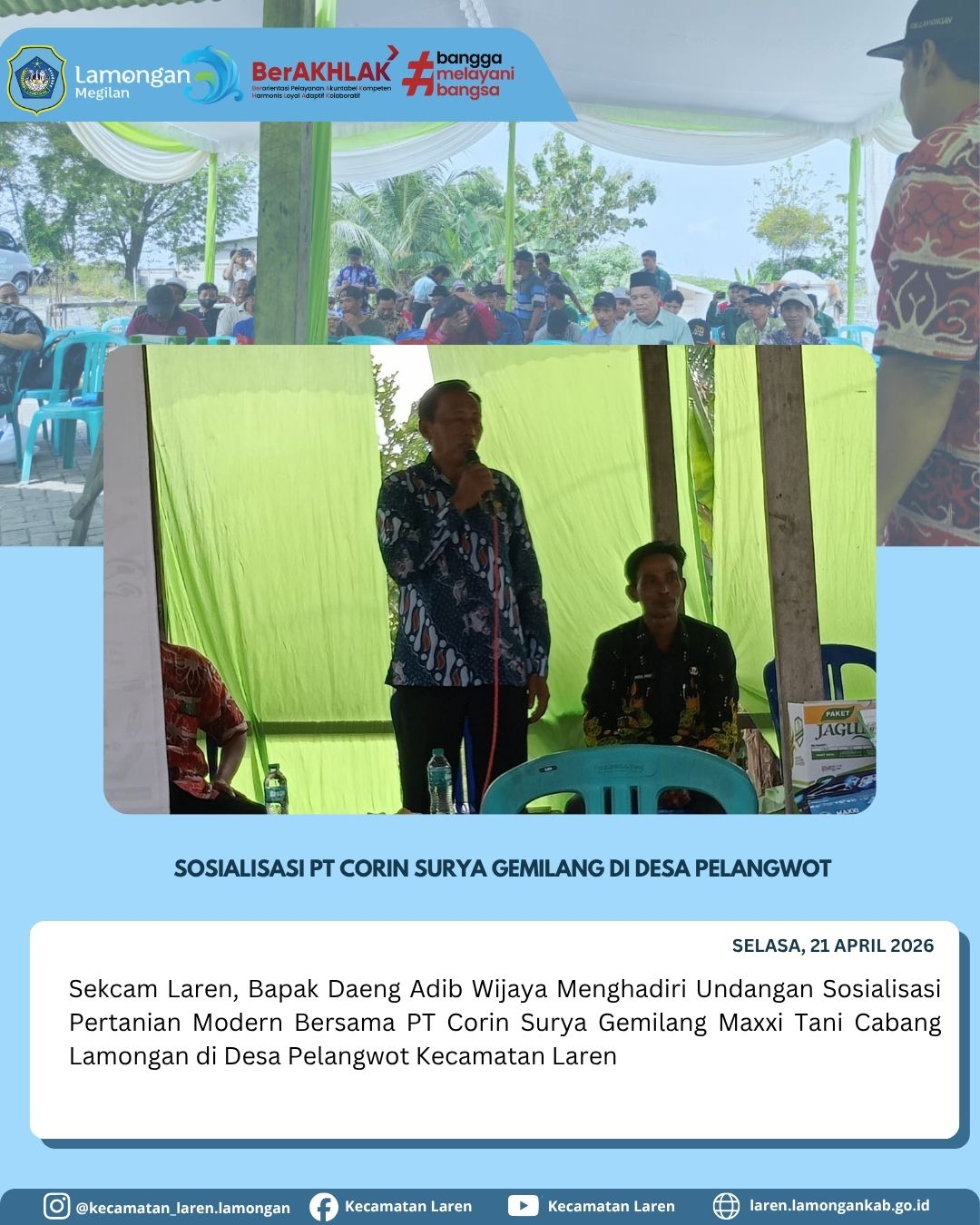 Foto: Sekcam Laren Hadiri Sosialisasi Pertanian Modern PT Corin Surya Gemilang di Desa Pelangwot