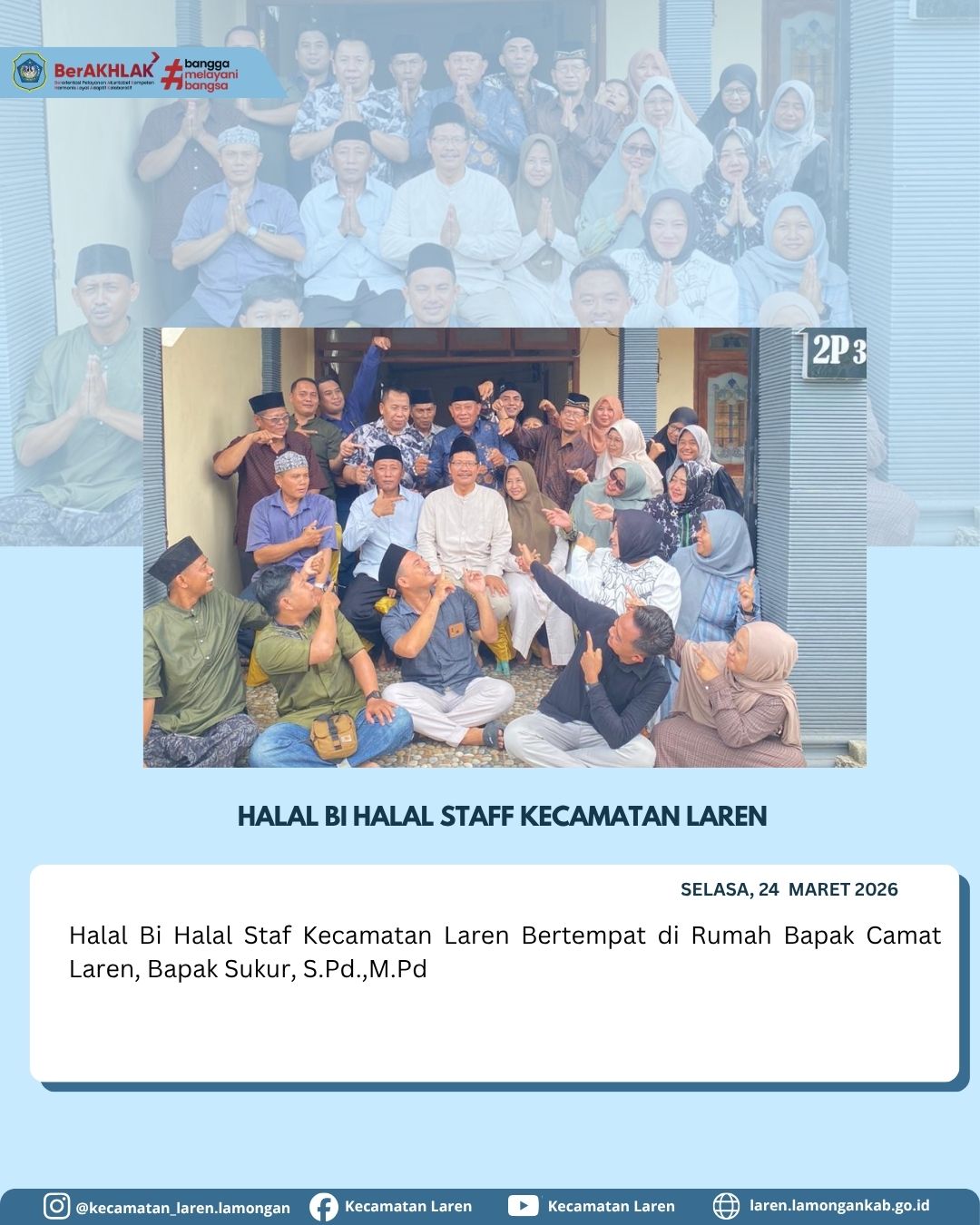 Foto: Penuh Kekeluargaan, Jajaran Staf Kecamatan Laren Gelar Halal Bihalal di Kediaman Camat