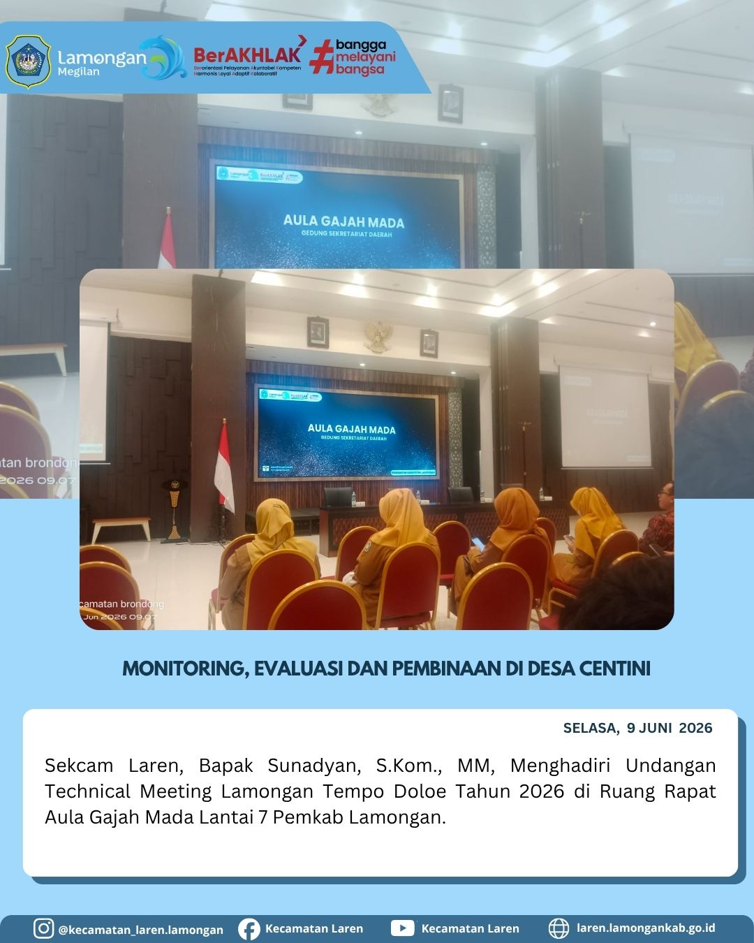 Foto: Persiapan Lamongan Tempo Doloe 2026, Sekcam Laren Hadiri Technical Meeting di Aula Gajah Mada