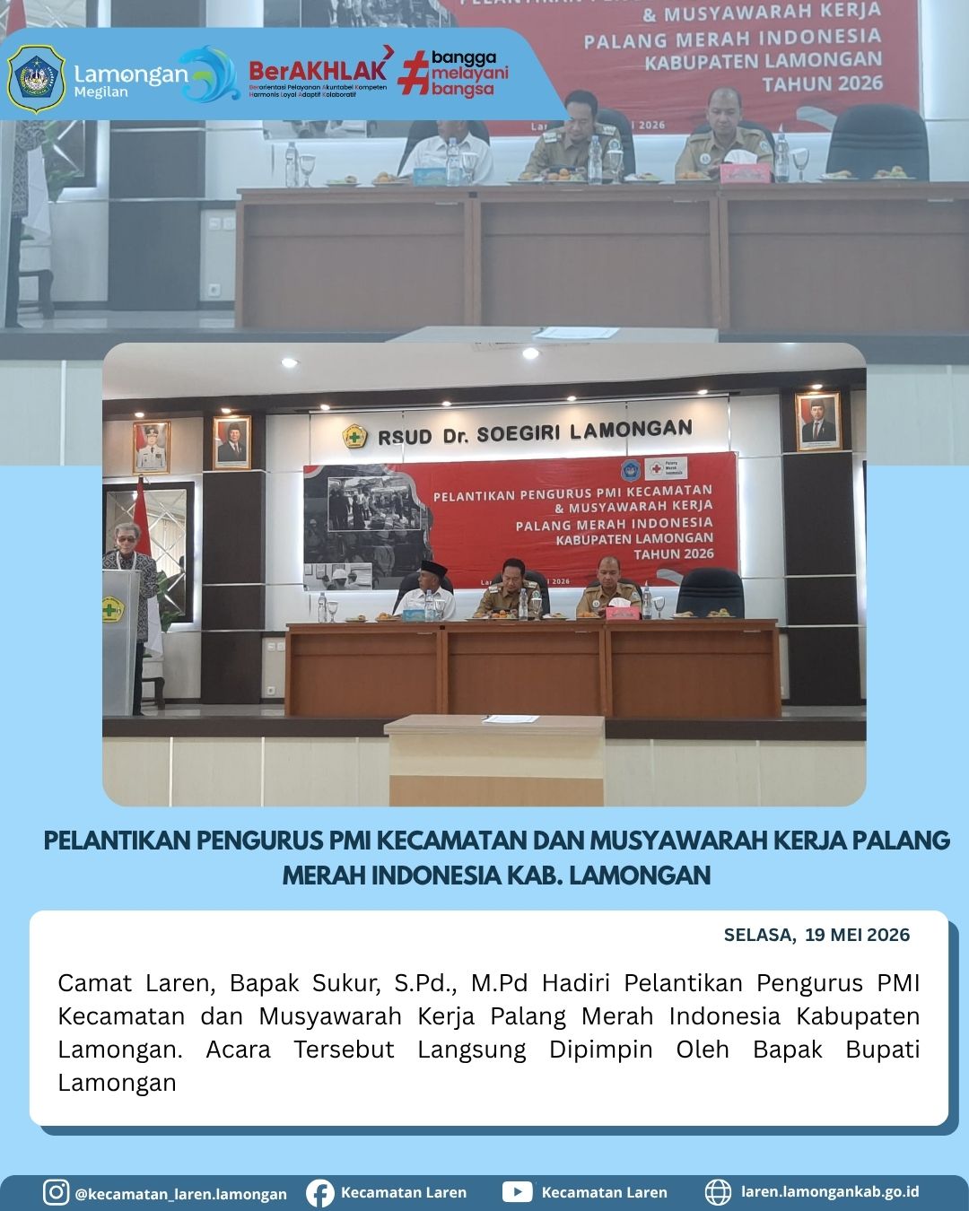 Foto: Dihadiri Bupati Lamongan, Camat Laren Ikuti Pelantikan Pengurus PMI Kecamatan dan Musyawarah Kerja