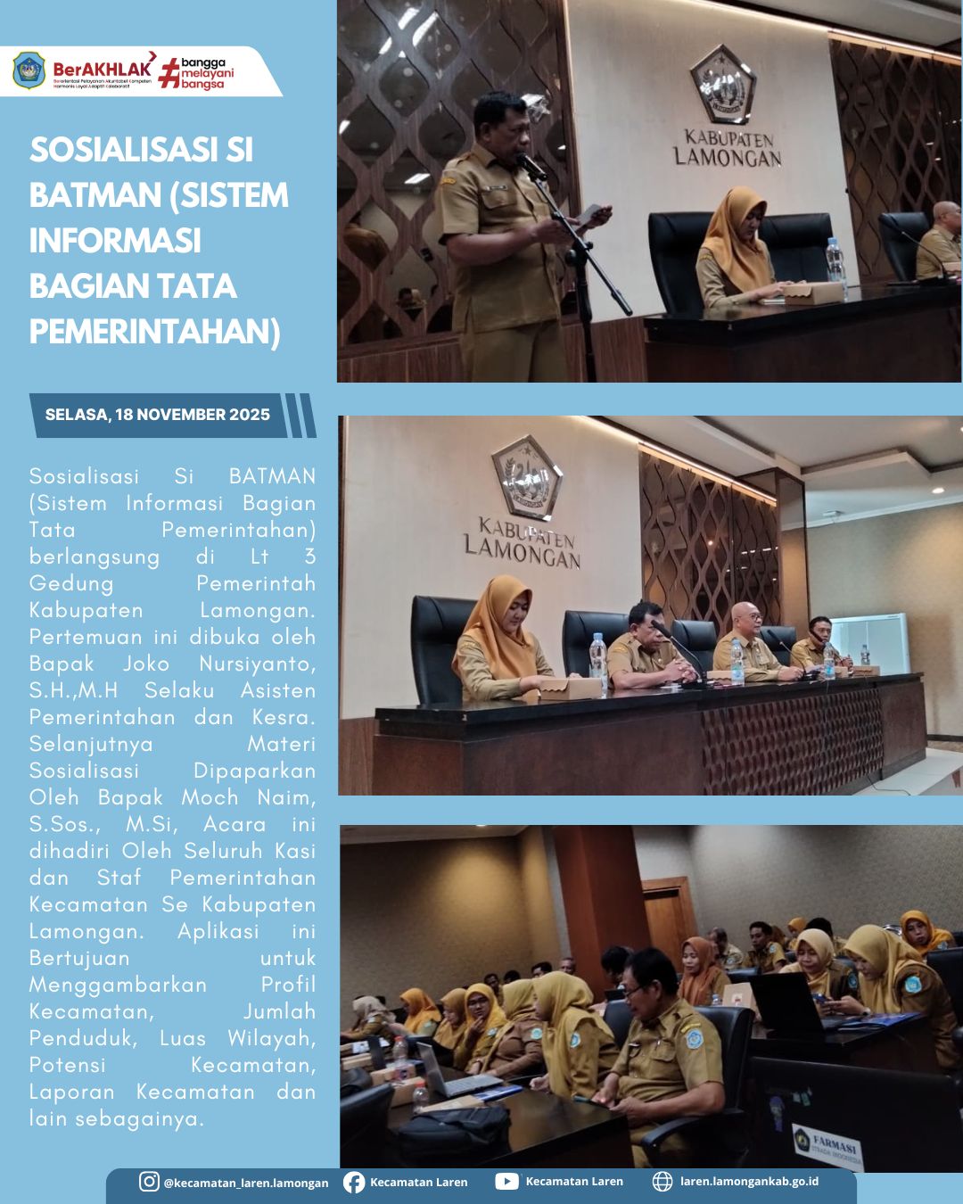 Foto: SOSIALISASI SISTEM INFORMASI BATMAN DI PEMERINTAH KABUPATEN LAMONGAN