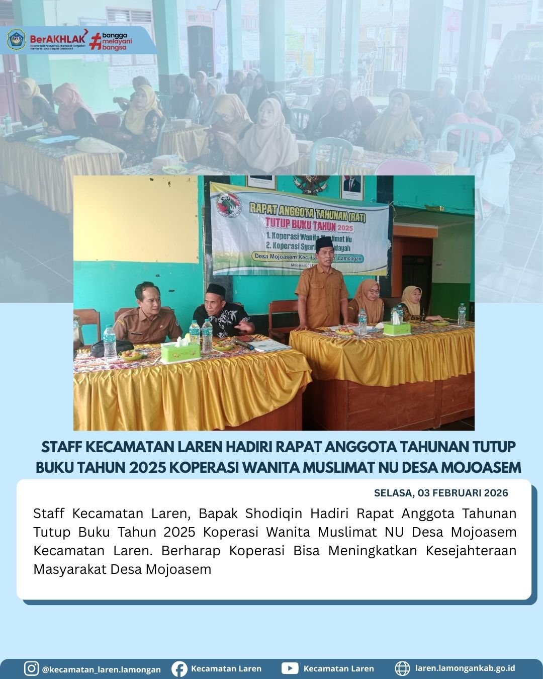 Foto: Staf Kecamatan Laren Hadiri Rapat Anggota Tahunan Koperasi Wanita Muslimat NU Desa Mojoasem