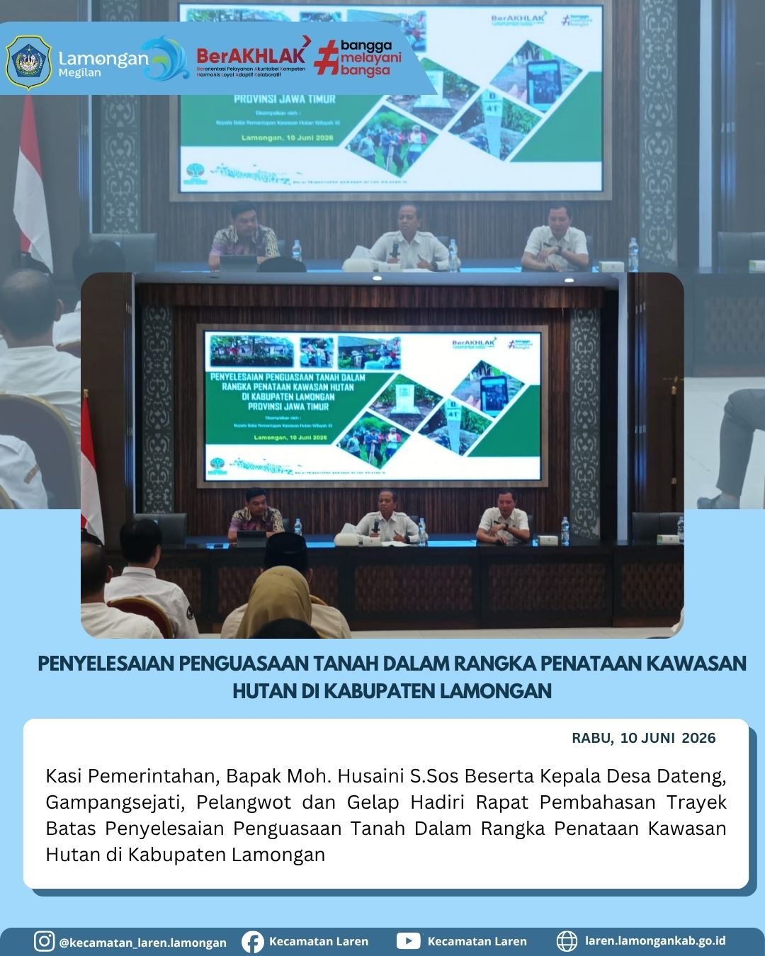 Foto: Tata Kawasan Hutan, Kasi Pemerintahan Laren dan Empat Kepala Desa Hadiri Rapat Penyelesaian Penguasaan Tanah