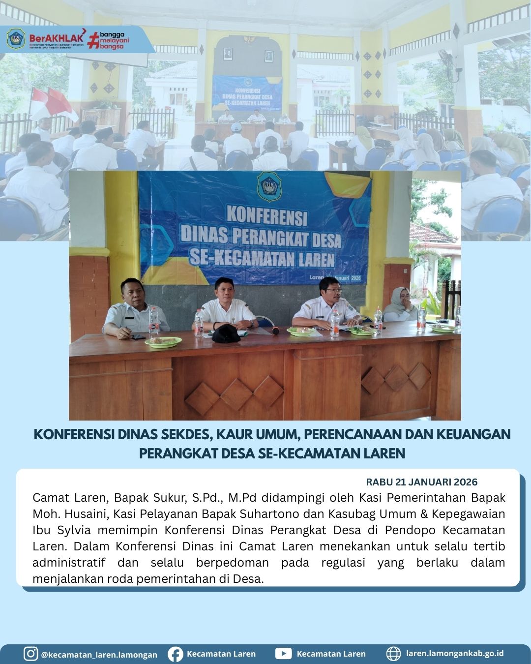 Foto: Konferensi Dinas Perangkat Desa Se-Kecamatan Laren Digelar di Pendopo Kecamatan