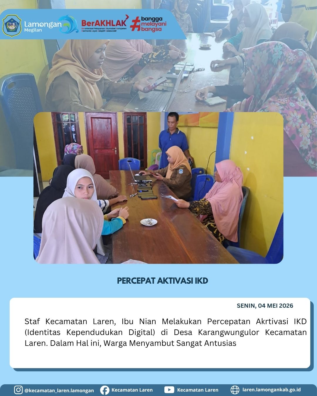 Foto: Percepat Layanan Digital, Staf Kecamatan Laren Lakukan Aktivasi IKD di Desa Karangwungulor