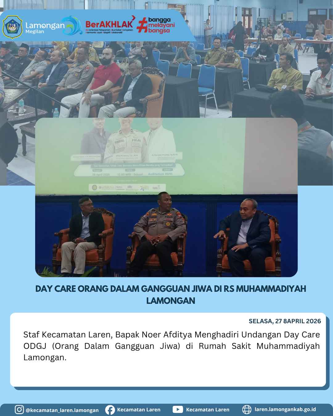 Foto: Dukung Kesejahteraan Mental, Staf Kecamatan Laren Hadiri Kegiatan Day Care ODGJ di RS Muhammadiyah Lamongan