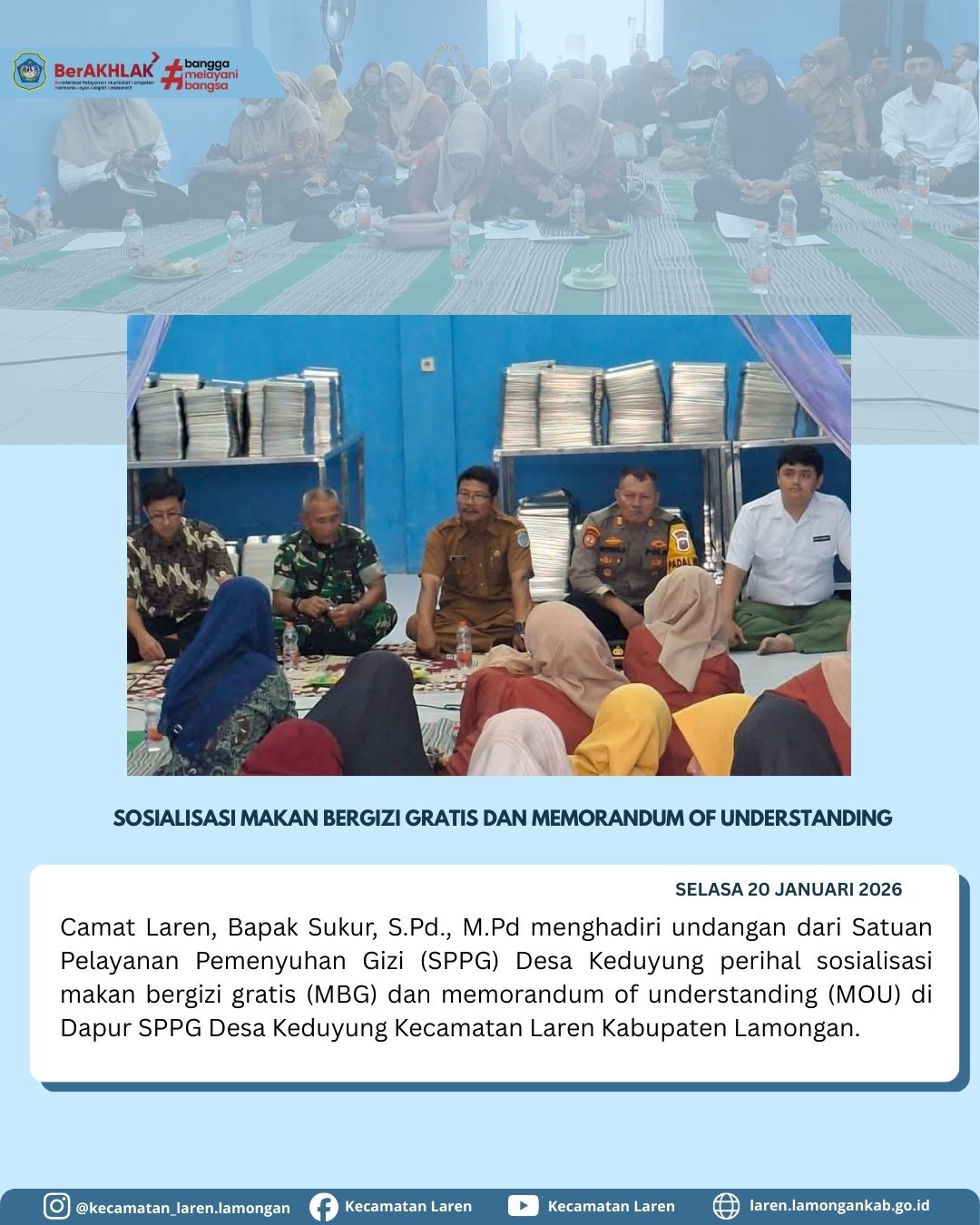 Foto: Camat Laren Hadiri Sosialisasi Makan Bergizi Gratis dan Penandatanganan MoU di Desa Keduyung