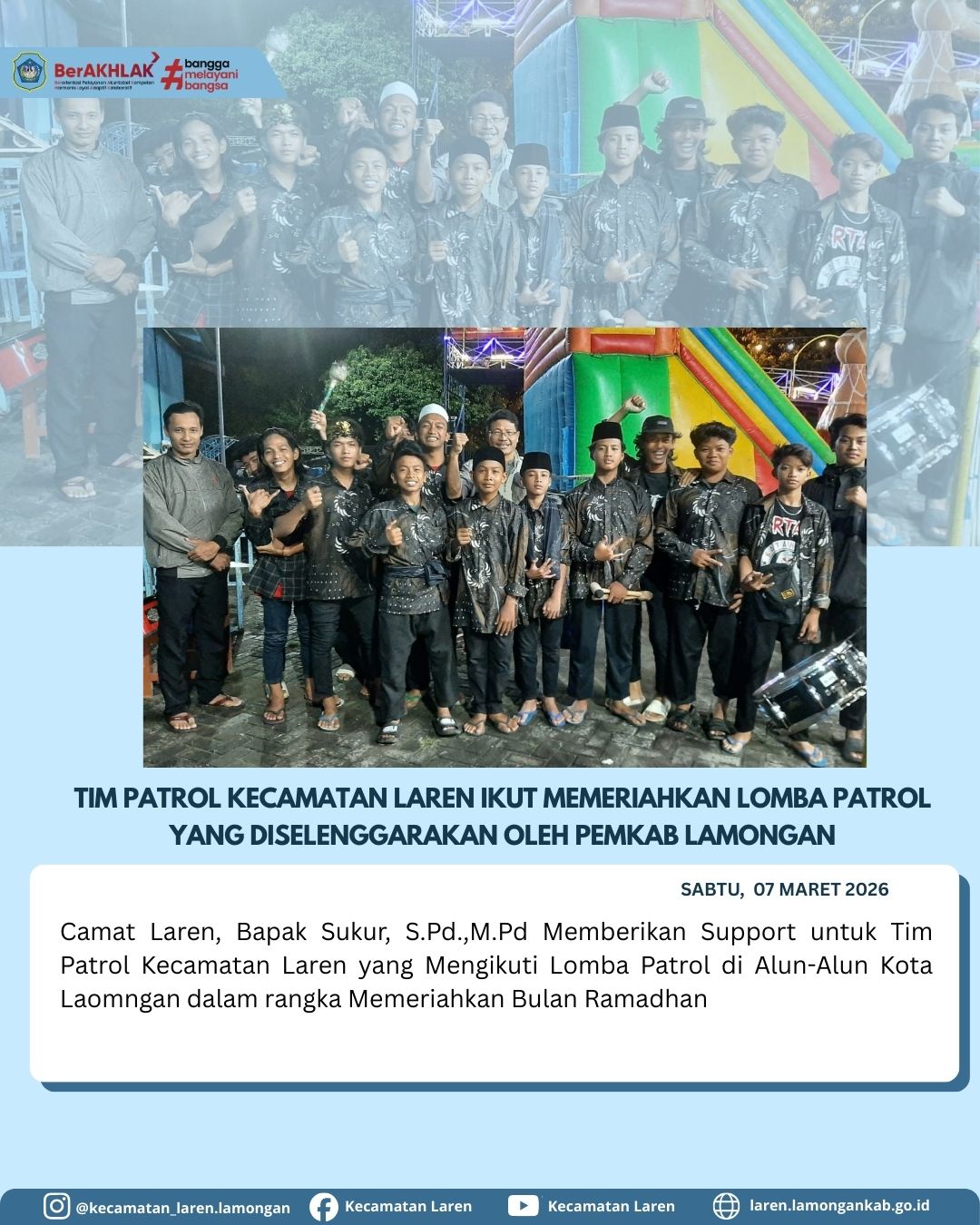 Foto: Tim Patrol Kecamatan Laren Meriahkan Lomba Patrol Ramadhan di Alun-Alun Lamongan