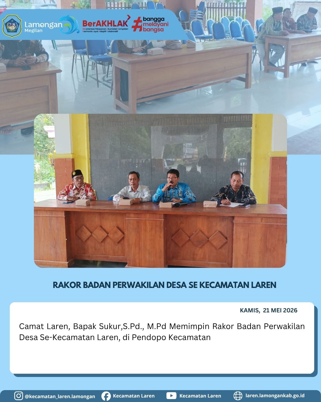 Foto: Perkuat Sinergitas, Camat Laren Pimpin Rakor Bersama Badan Permusyawaratan Desa Se-Kecamatan
