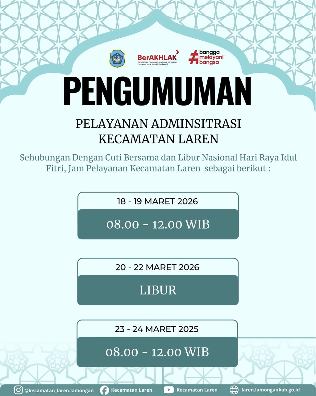 Foto: [PENGUMUMAN PENTING: JADWAL PELAYANAN SELAMA LIBUR IDUL FITRI]