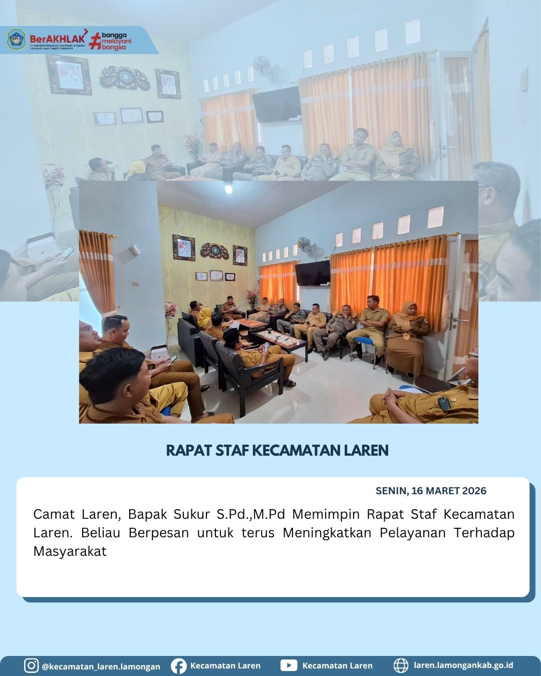 Foto: Camat Laren Pimpin Rapat Staf: Tekankan Peningkatan Kualitas Pelayanan Publik