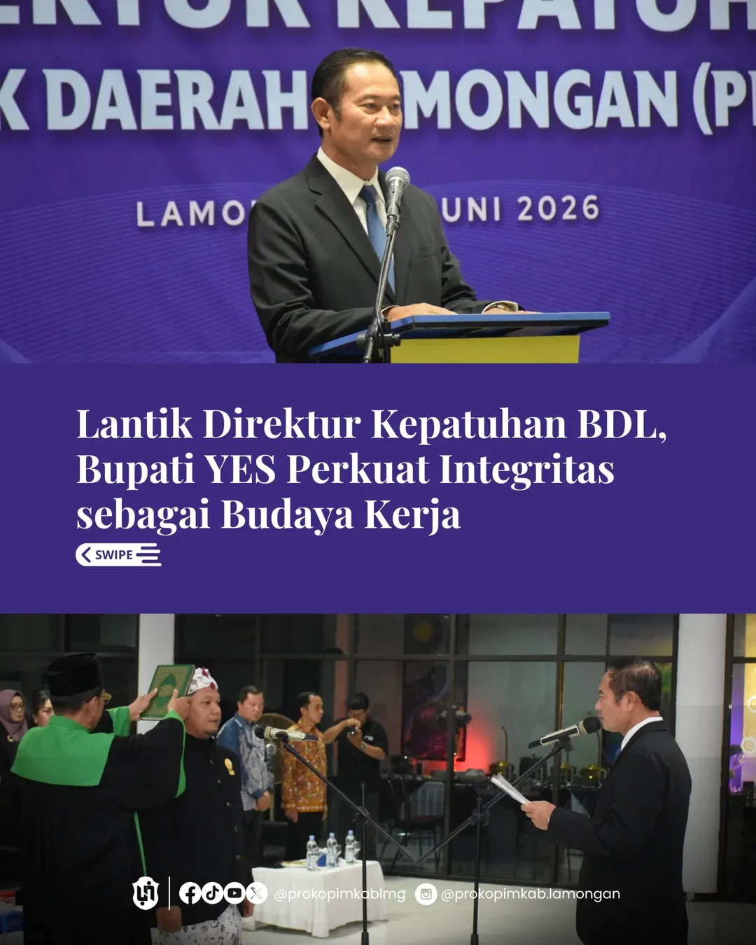 Foto: PELANTIKAN DIREKTUR KEPATUHAN PT.BPR BANK DAERAH LAMONGAN