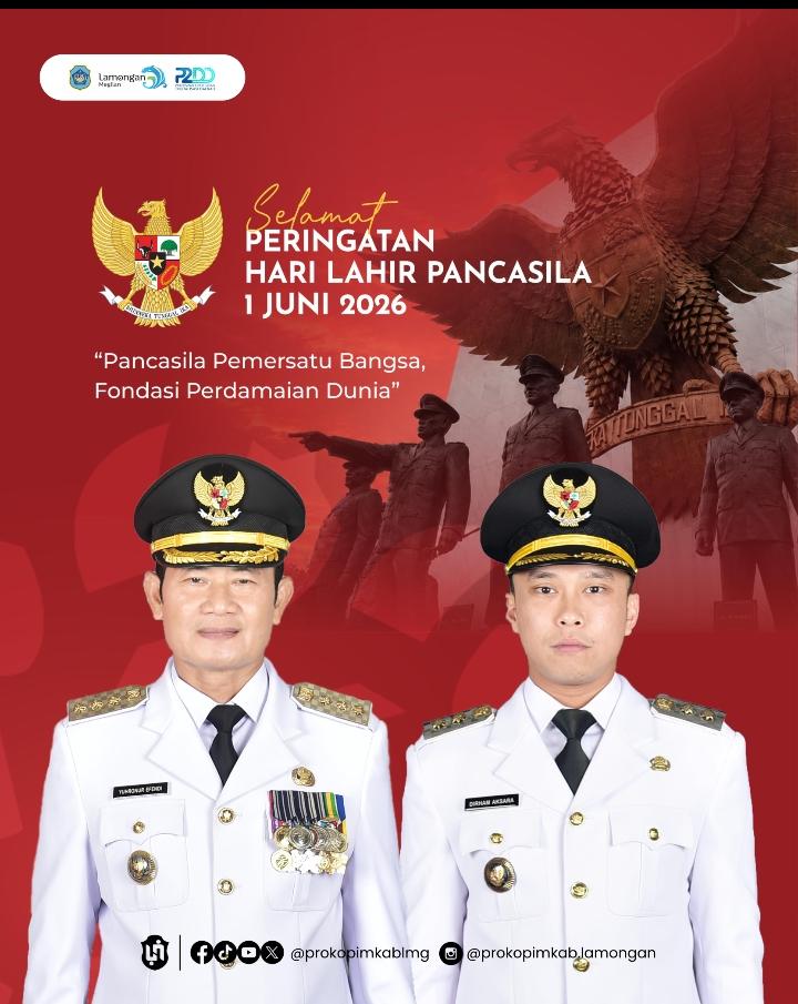 Foto: UCAPAN SELAMAT HARI LAHIR PANCASILA DARI BUPATI DAN WAKIL BUPATI LAMONGAN