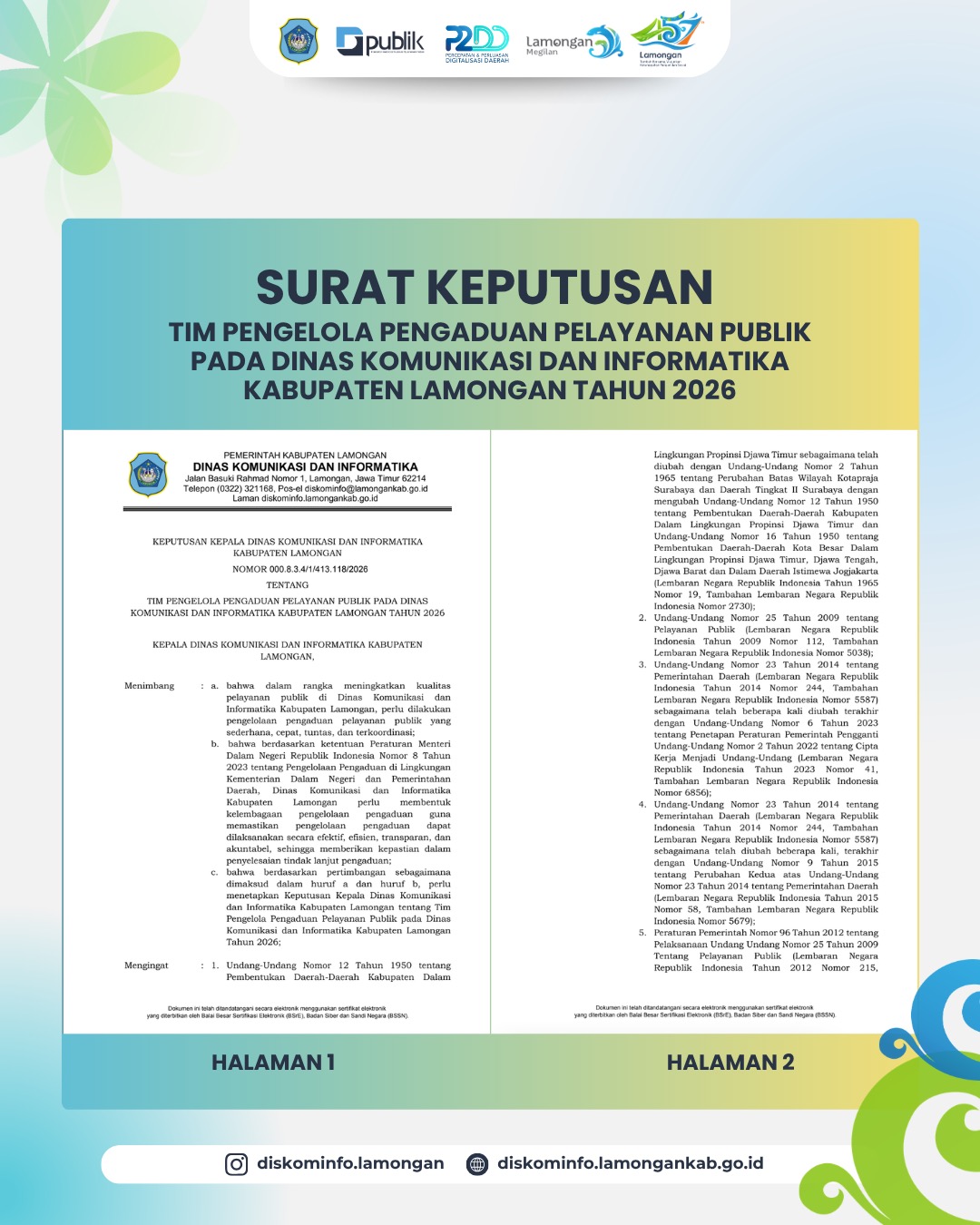 Foto: AYO SALURKAN ADUAN DAN ASPIRASIMU DI DISKOMINFO KABUPATEN LAMONGAN