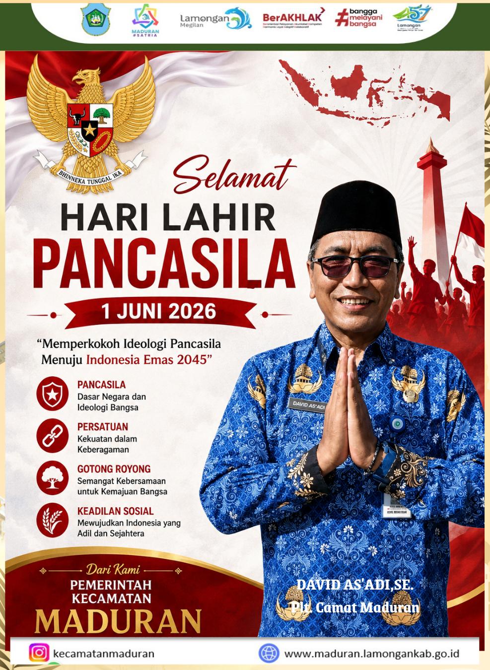 Foto: KECAMATAN MADURAN MENGUCAPKAN SELAMAT HARI LAHIR PANCASILA