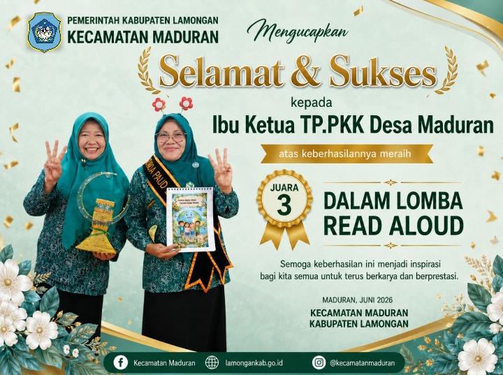 Foto: TP. PKK DESA MADURAN JUARA III DALAM LOMBA READ ALOUD SE KABUPATEN LAMONGAN