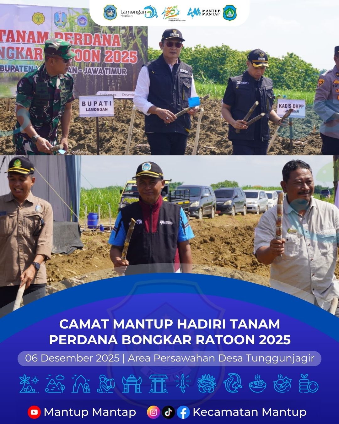 Foto: Camat Mantup Hadiri Tanam Perdana Bongkar Ratoon 2025