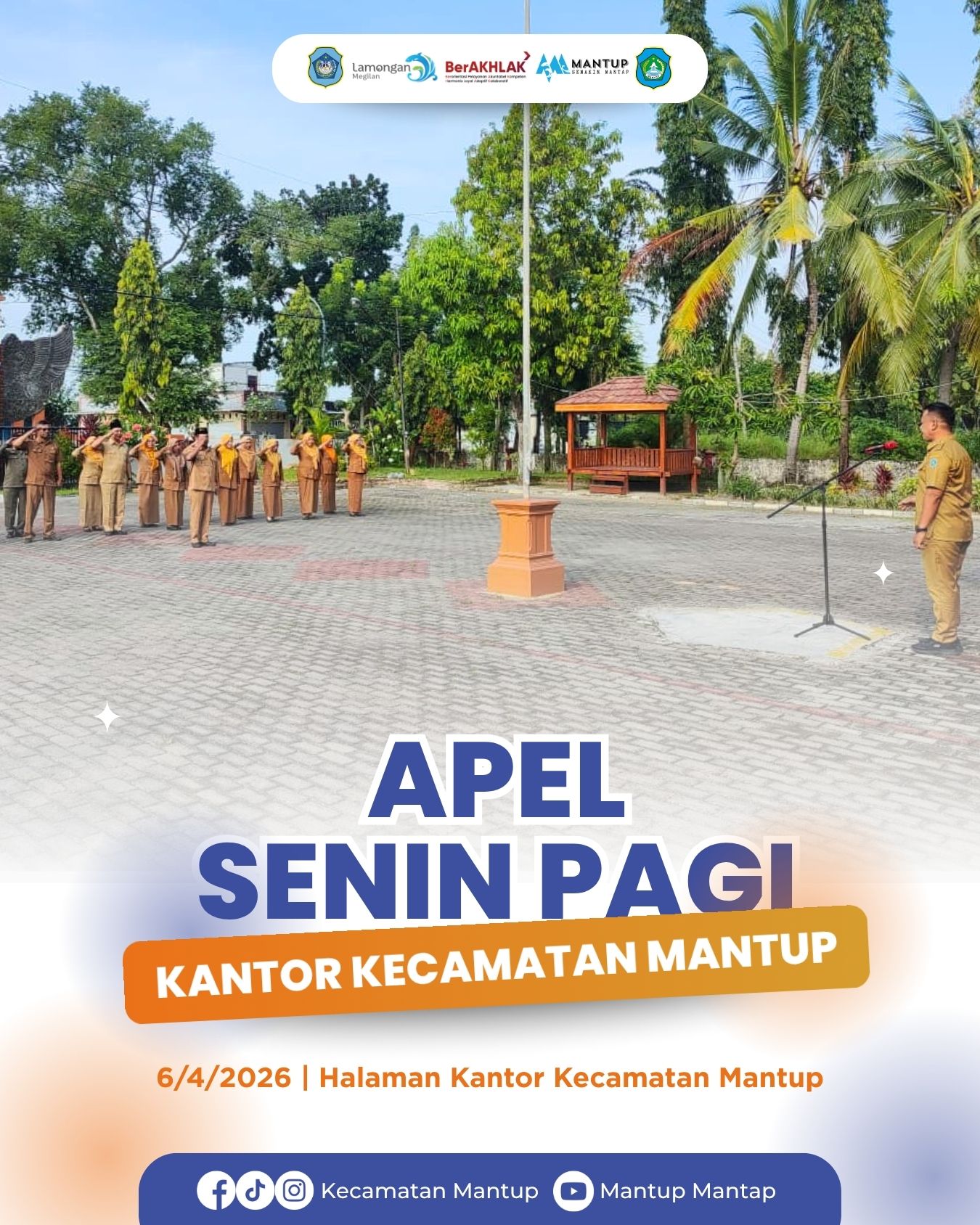 Apel Senin Pagi, Sekcam Mantup Ucapkan Selamat Atas Pelantikan PNS Kecamatan Mantup