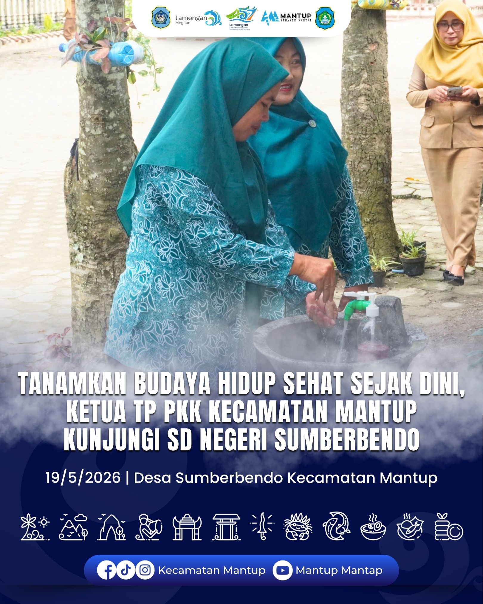 Foto: Tanamkan Budaya Hidup Sehat Sejak Dini, Ketua TP PKK Kecamatan Mantup Kunjungi SD Negeri Sumberbendo
