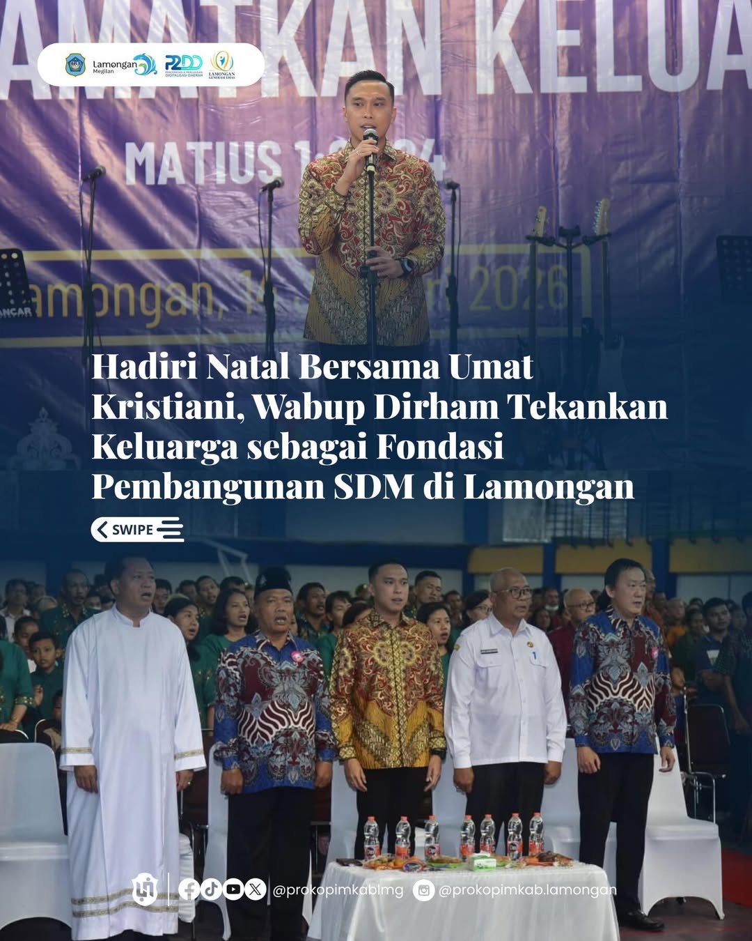 Foto: Hadiri Natal Bersama Umat Kristiani, Wabup Dirham Tekankan Keluarga sebagai Fondasi Pembangunan SDM di Lamongan