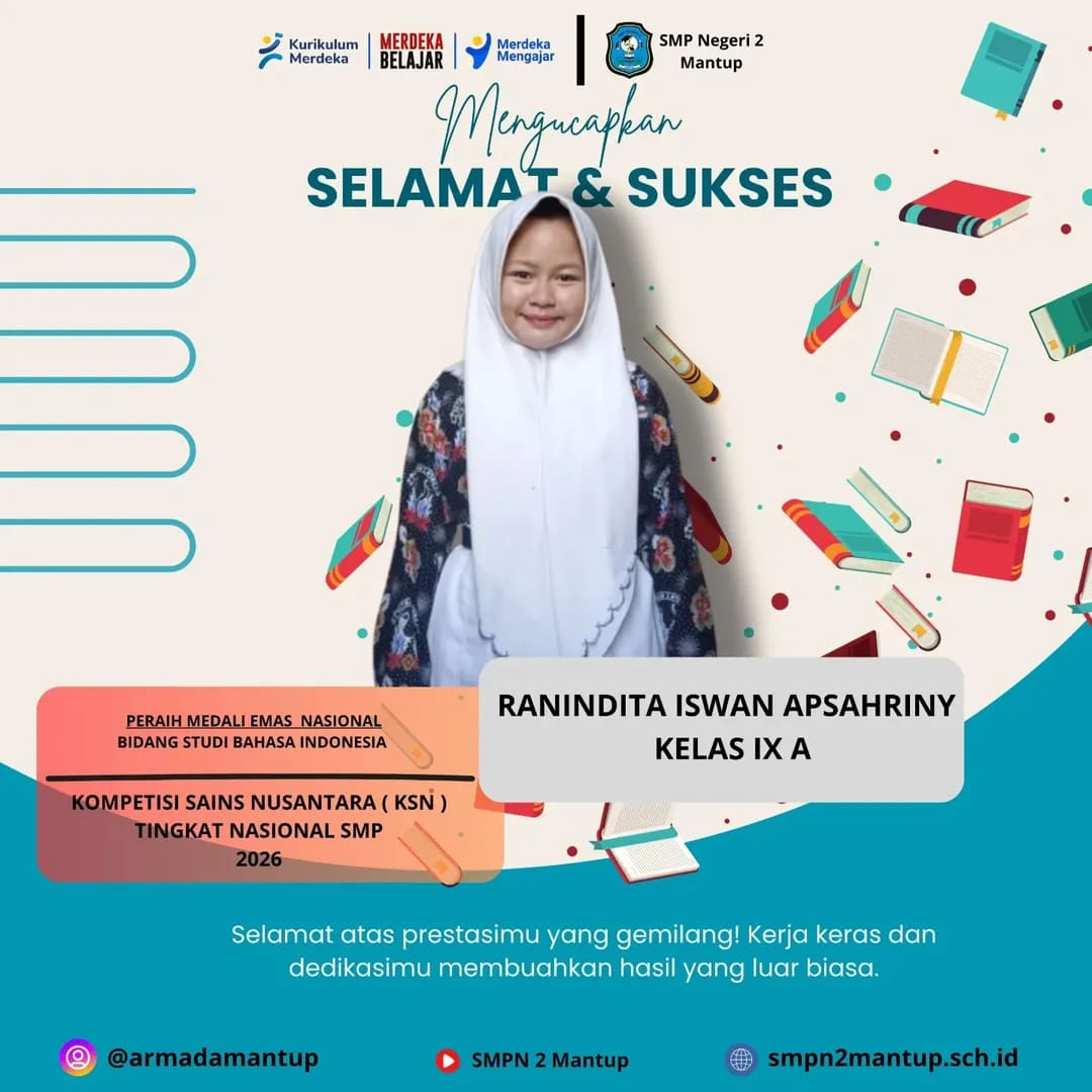Foto: SELAMAT DAN SUKSES ATAS PRESTASI DALAM KOMPETISI SAINS NUSANTARA (KSN) TINGKAT NASIONAL SMP 2026