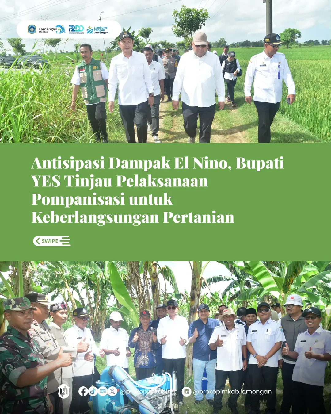 Foto: Antisipasi Dampak El Nino, Bupati YES Tinjau Pelaksanaan Pompanisasi untuk Keberlangsungan Pertanian