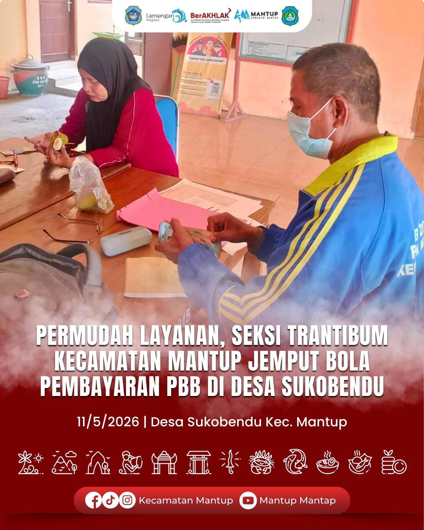 Foto: Permudah Layanan, Seksi Trantibum Kecamatan Mantup Jemput Bola Pembayaran PBB di Desa Sukobendu