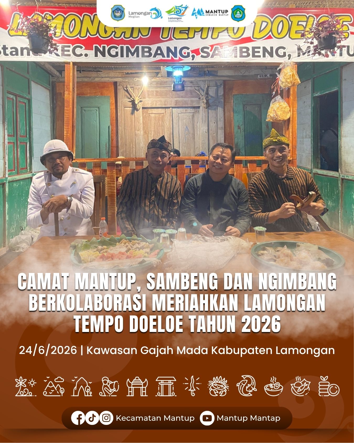 Foto: Camat Mantup, Sambeng, dan Ngimbang Berkolaborasi Meriahkan Lamongan Tempo Doeloe Tahun 2026