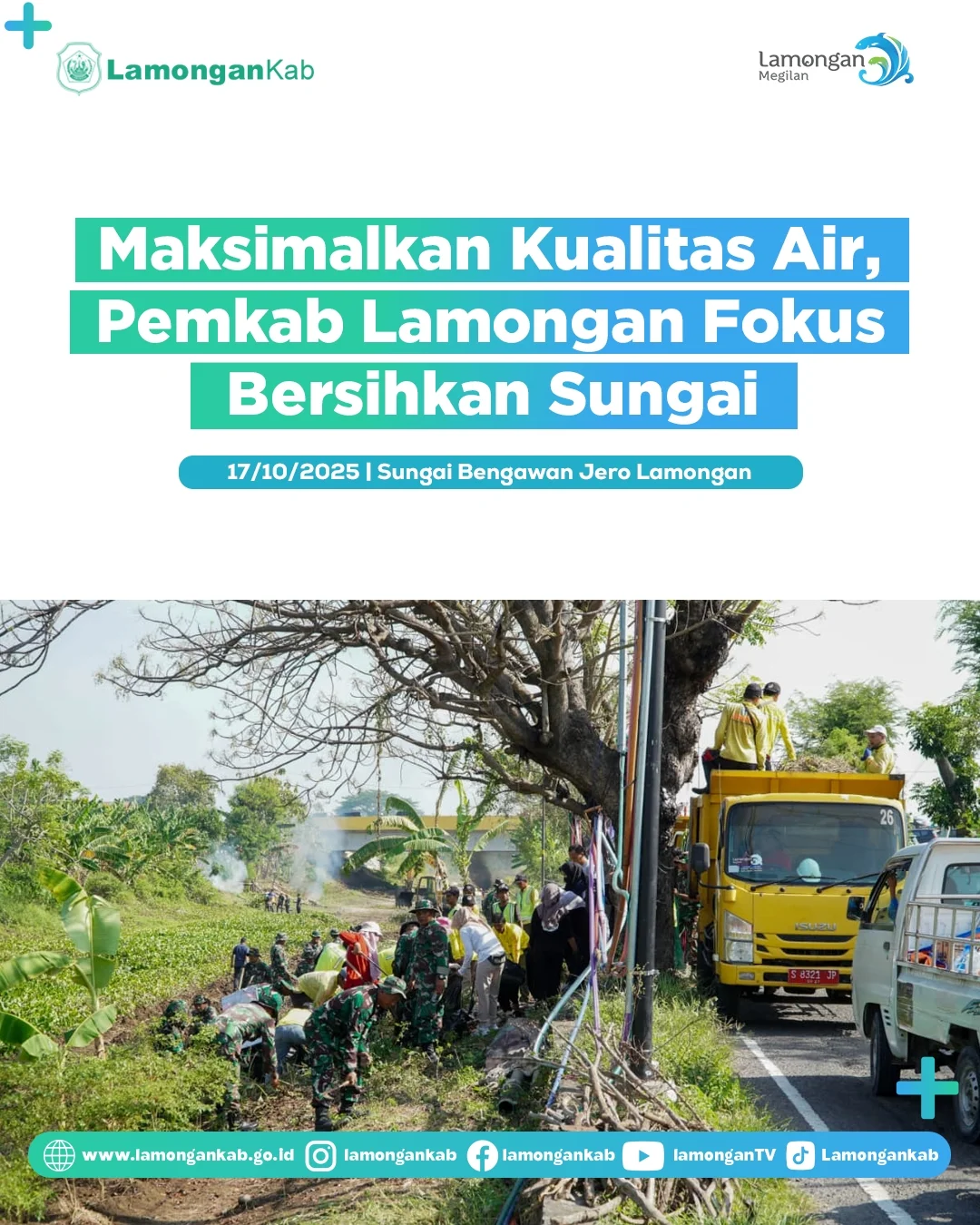 Foto: Maksimalkan Kualitas Air, Pemkab Lamongan Fokus Bersihkan Sungai