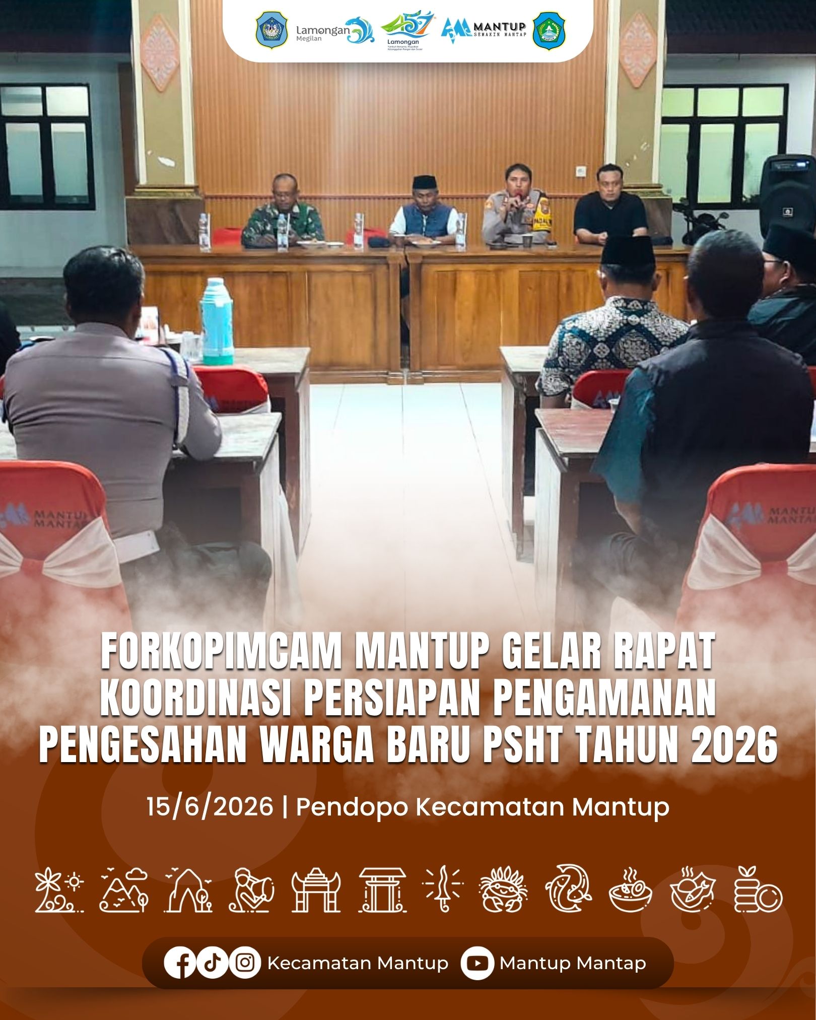 Foto: Forkopimcam Mantup Gelar Rapat Koordinasi Persiapan Pengamanan Pengesahan Warga Baru PSHT Tahun 2026