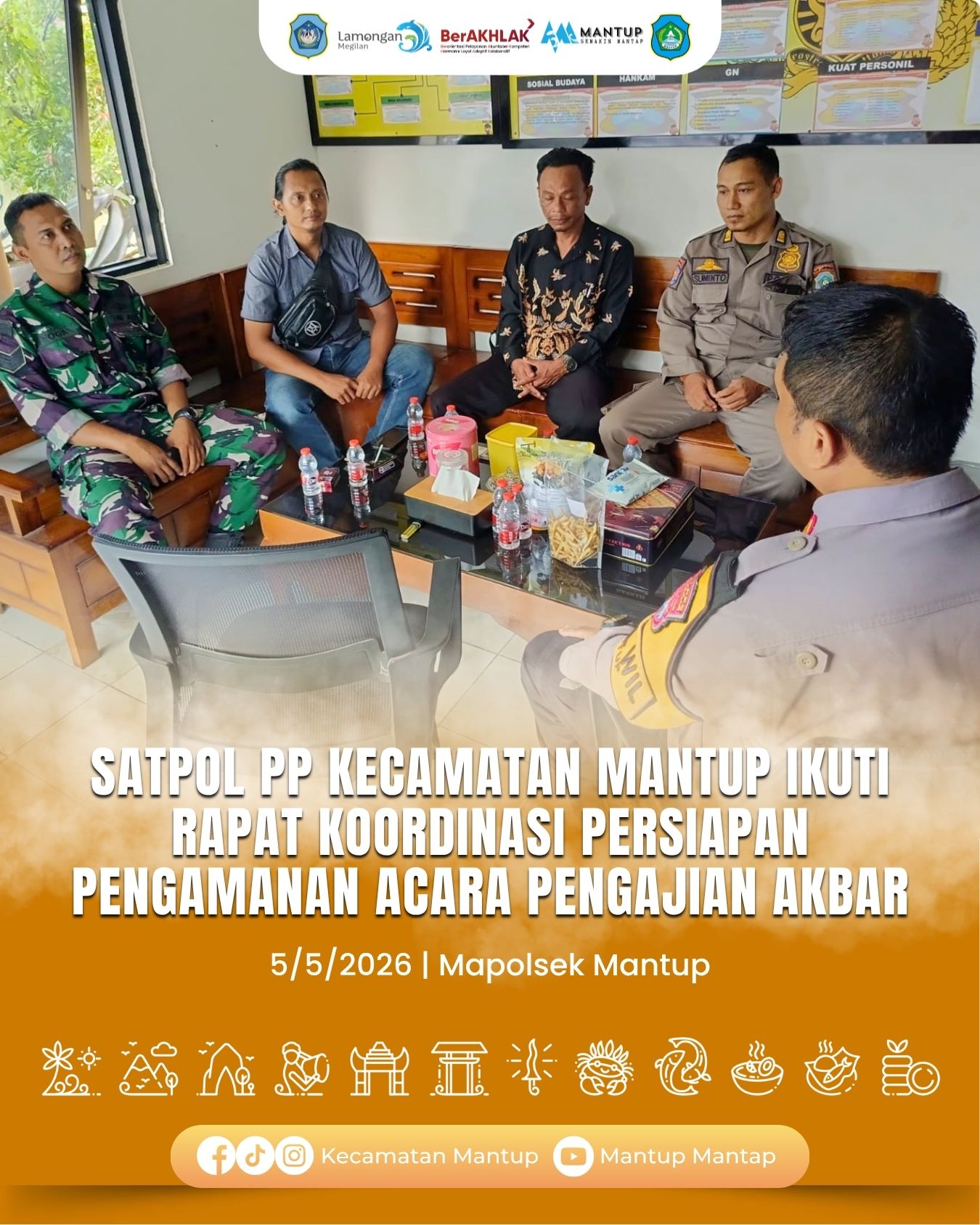 Foto: Satpol PP Kecamatan Mantup Ikuti Rapat Koordinasi Persiapan Pengamanan Acara Pengajian Akbar