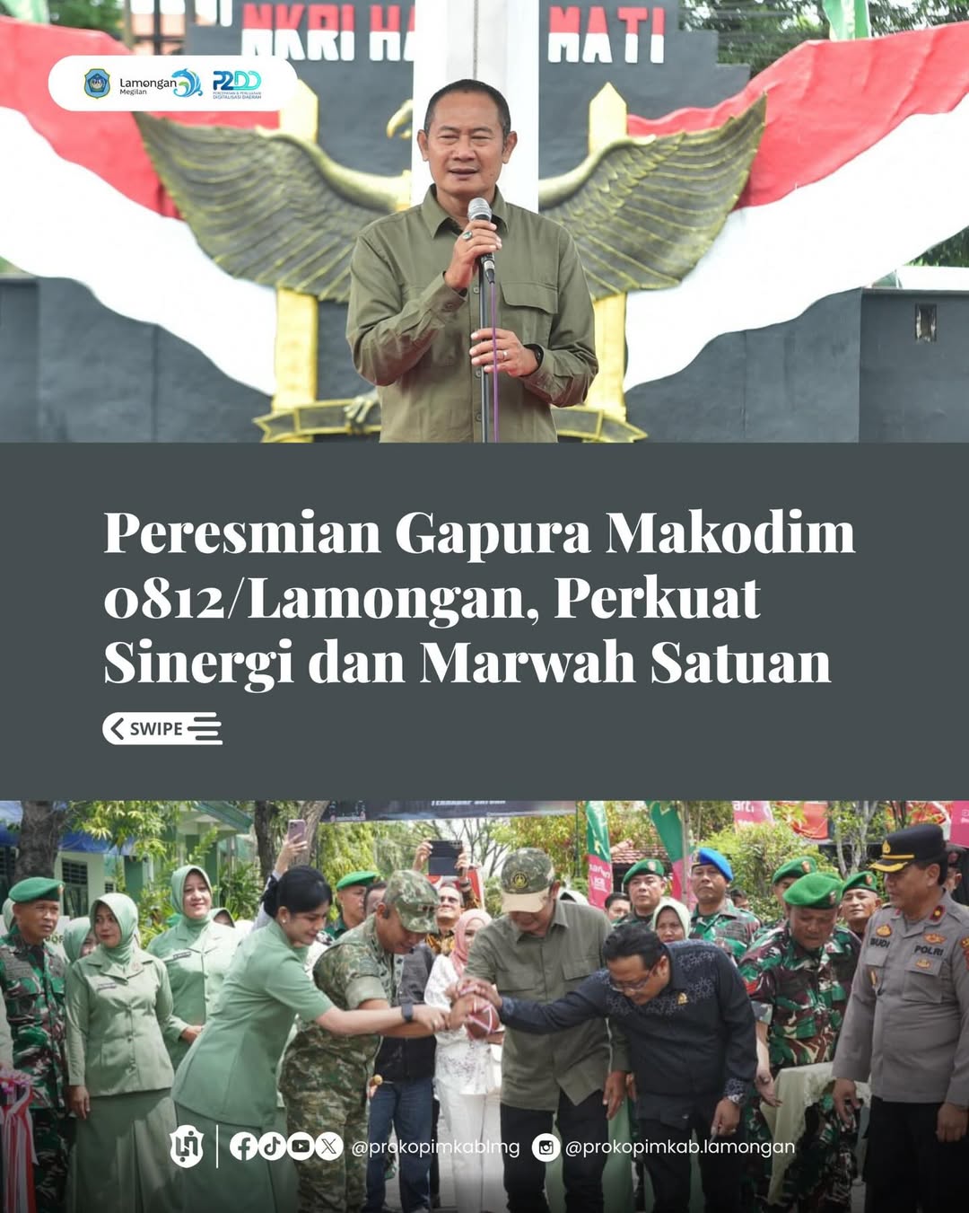 Foto: Peresmian Gapura Makodim 0812/Lamongan, Perkuat Sinergi dan Marwah Satuan