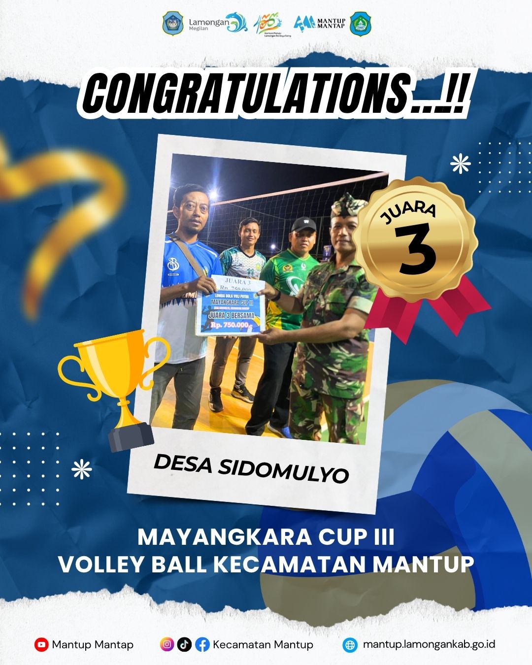 Foto: CONGRATULATIONS - Juara 3 Mayangkara Cup III Tahun 2025
