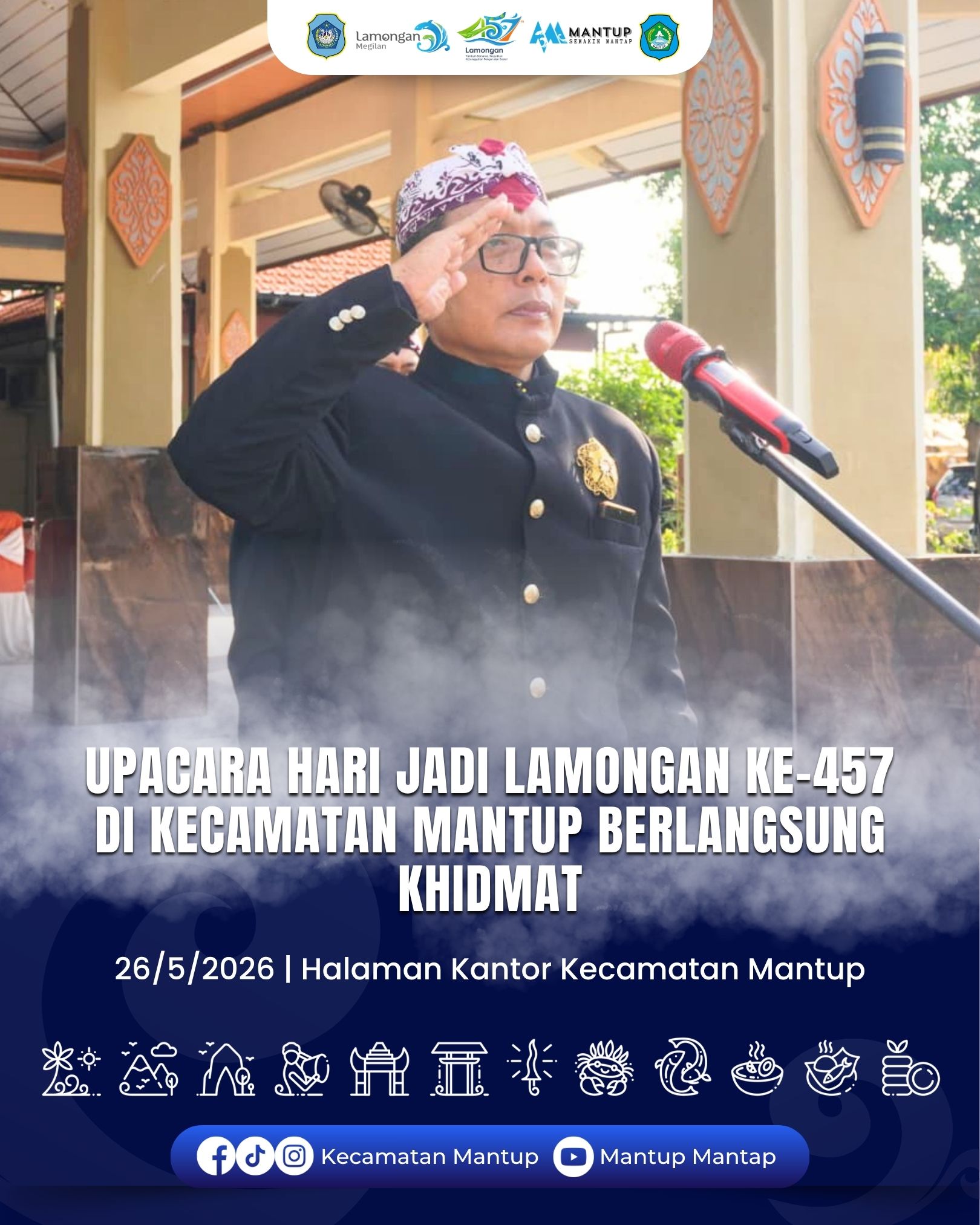 Foto: Upacara Hari Jadi Lamongan ke-457 di Kecamatan Mantup Berlangsung Khidmat