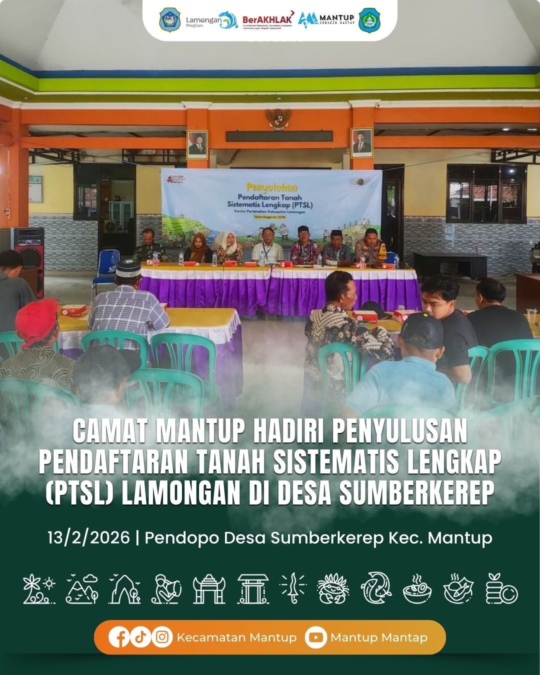 Foto: Camat Mantup Hadiri Penyulusan Pendaftaran Tanah Sistematis Lengkap (PTSL) Lamongan di Desa Sumberkerep