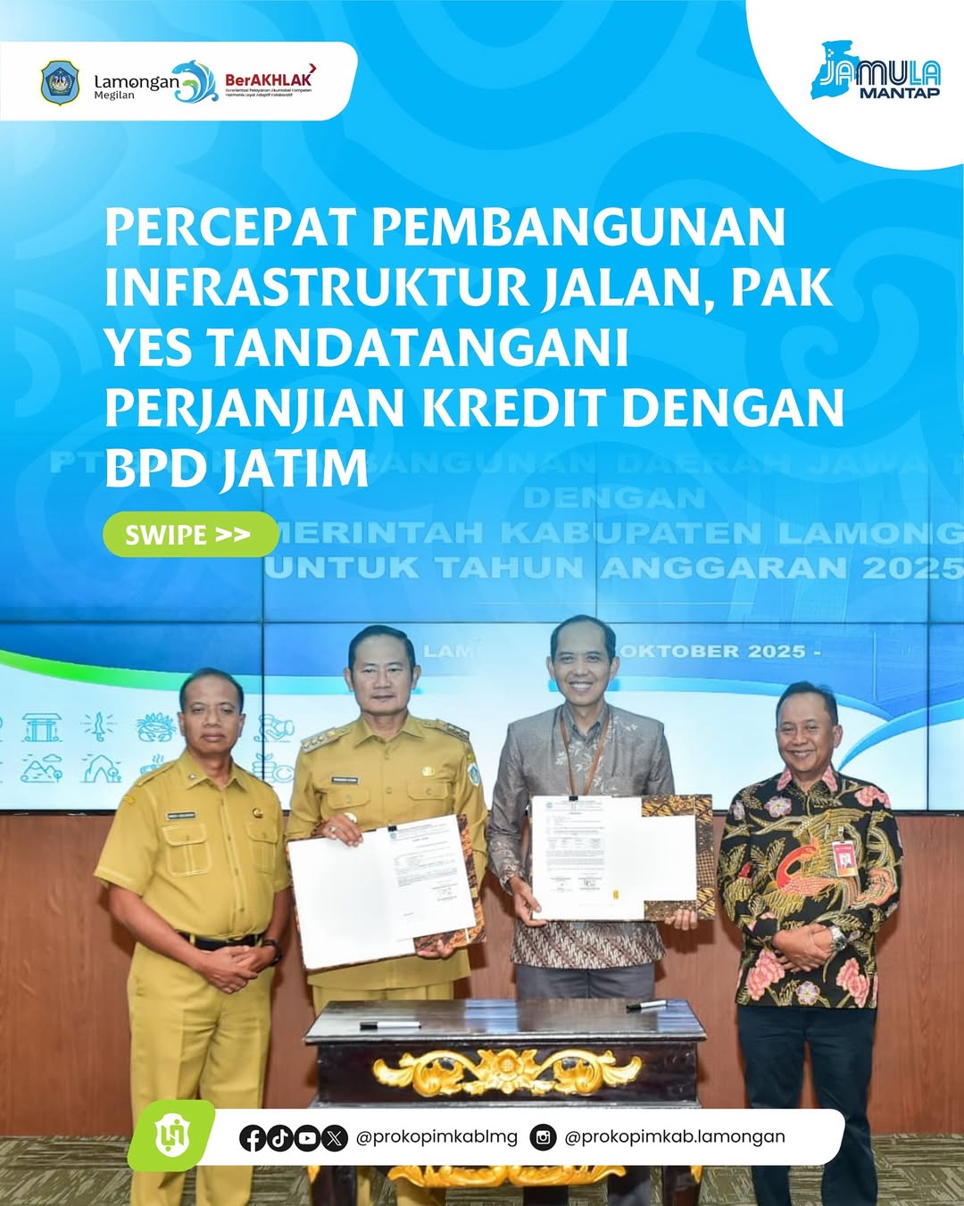 Foto: Percepat Pembangunan Infrastruktur Jalan, Pak Yes Tandatangani Perjanjian Kredit dengan BPD Jatim