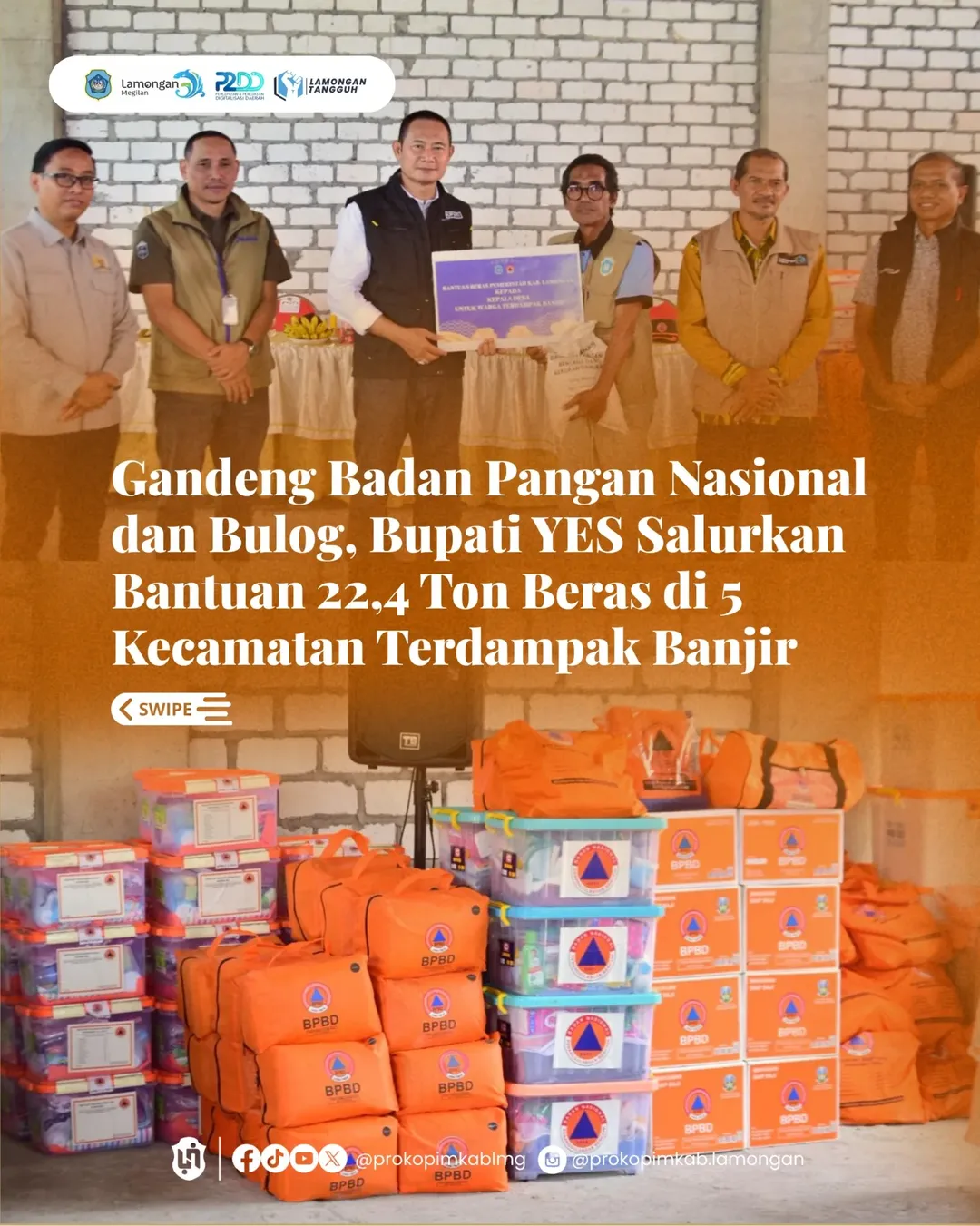 Foto: Gandeng Badan Pangan Nasional dan Bulog, Bupati YES Salurkan Bantuan 22,4 Ton Beras di 5 Kecamatan Terdampak Banjir
