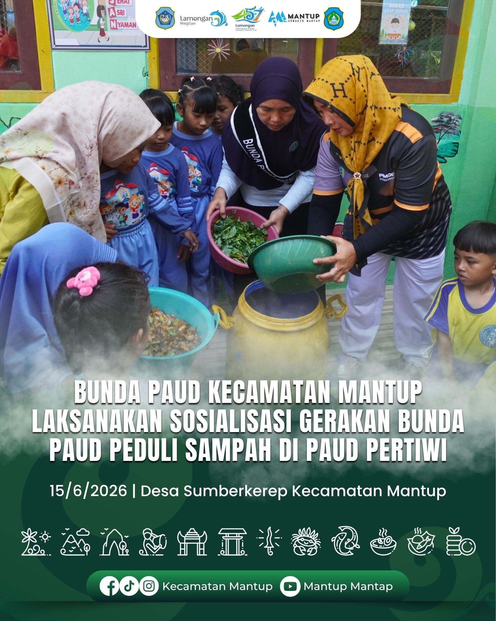 Foto: Bunda PAUD Kecamatan Mantup Laksanakan Sosialisasi Gerakan Bunda PAUD Peduli Sampah di PAUD Pertiwi Desa Sumberkerep