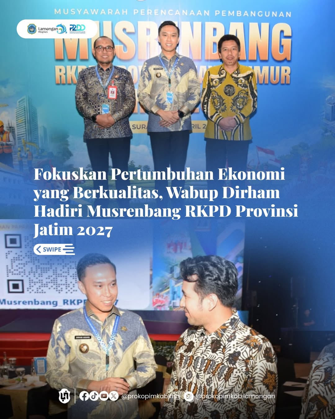Foto: Fokuskan Pertumbuhan Ekonomi yang Berkualitas, Wabup Dirham Hadiri Musrenbang RKPD Provinsi Jatim 2027