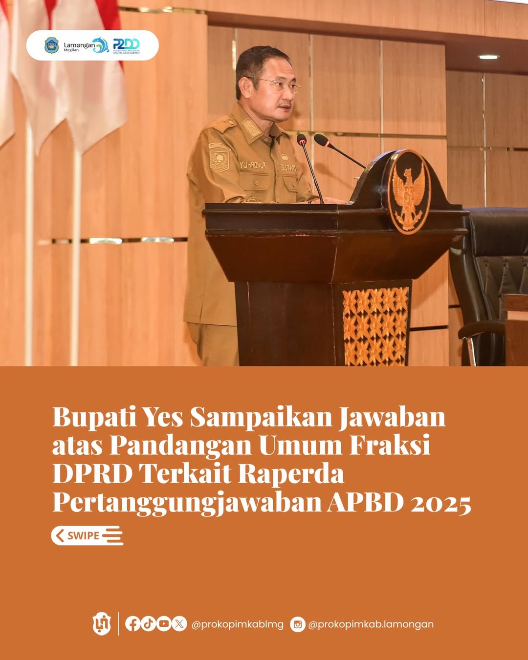 Foto: Bupati Yes Sampaikan Jawaban atas Pandangan Umum Fraksi DPRD Terkait Raperda Pertanggungjawaban APBD 2025