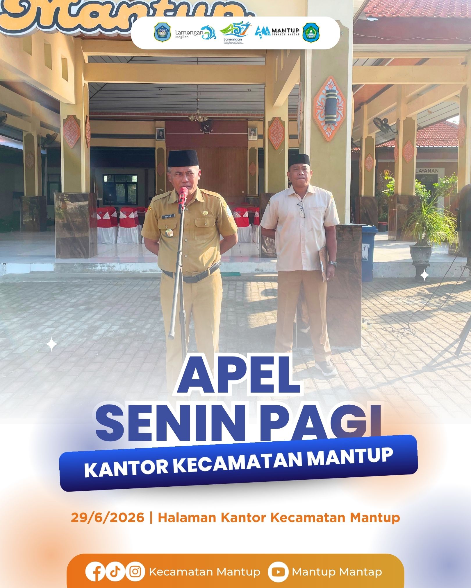 Apel Senin Pagi, Camat Mantup Apresiasi Dedikasi Aparatur dalam Menyukseskan Lamongan Tempo Doeloe Tahun 2026