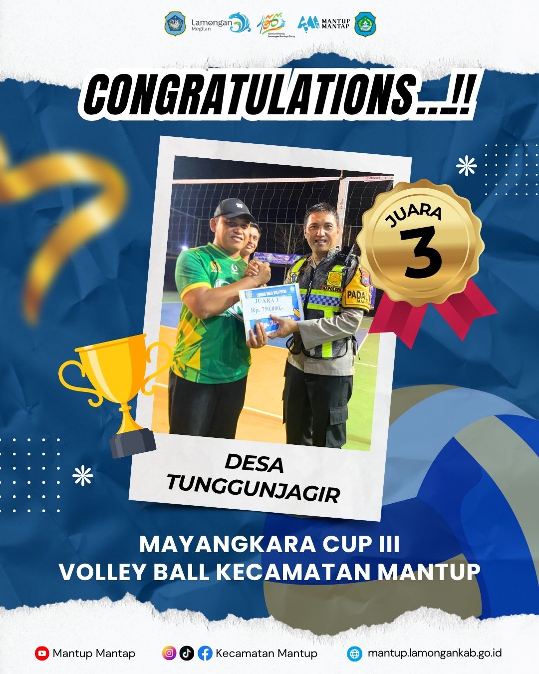 Foto: CONGRATULATIONS - Juara 3 Mayangkara Cup III Tahun 2025