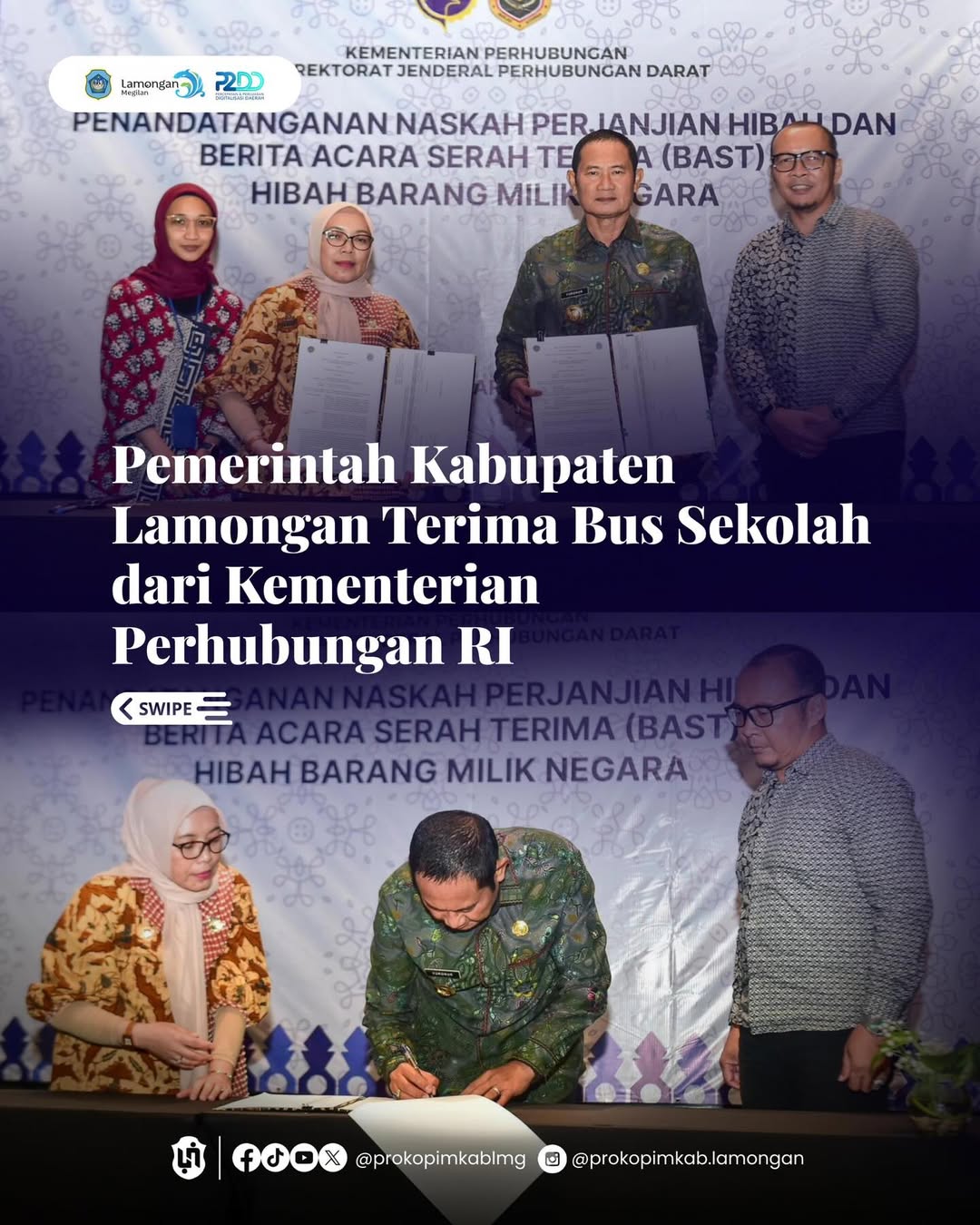 Foto: Pemerintah Kabupaten Lamongan Terima Bus Sekolah dari Kementerian Perhubungan RI